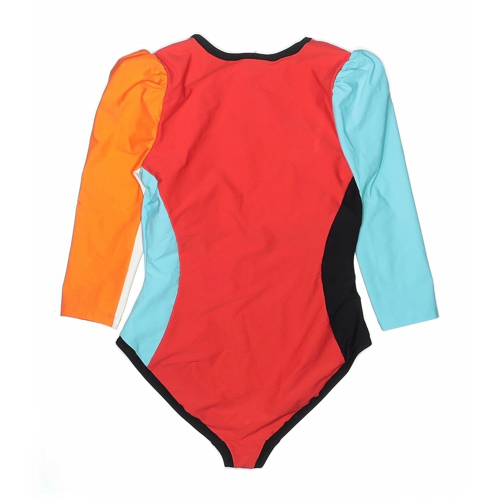 Stylest | DreamSculpt Multi PuffSleeve Zip Swimsuit L Multicolor Colorblock $328 - Picture 7 of 9
